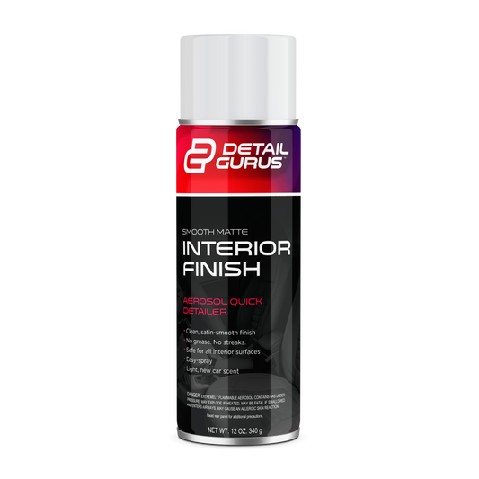 Detail Gurus Automotive Matte Interior Quick Detailer – Aerosol Spray for Smooth Matte Finishes – Streak-Free, Non-Greasy Cleaner with Light New Car Scent – Dash, Trim & Panels – 12 oz